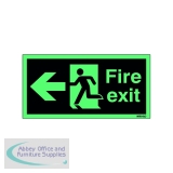 Safety Sign Niteglo Fire Exit Running Man Arrow Left 150x450mm Self-Adhesive NG27A/S