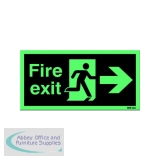 Safety Sign Niteglo Fire Exit Running Man Arrow Right Self-Adhesive 150x450mm NG26A/S