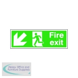 Safety Sign Fire Exit Running Man Arrow Down/Left Self-Adhesive 150x450mm E97S/S